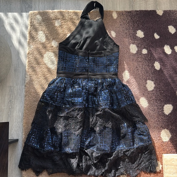 Navy Sequin Halter Dress - Picture 10 of 11